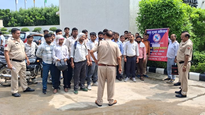 पलवल पुलिस का नशे के खिलाफ जागरुकता अभियान निरंतर जारी